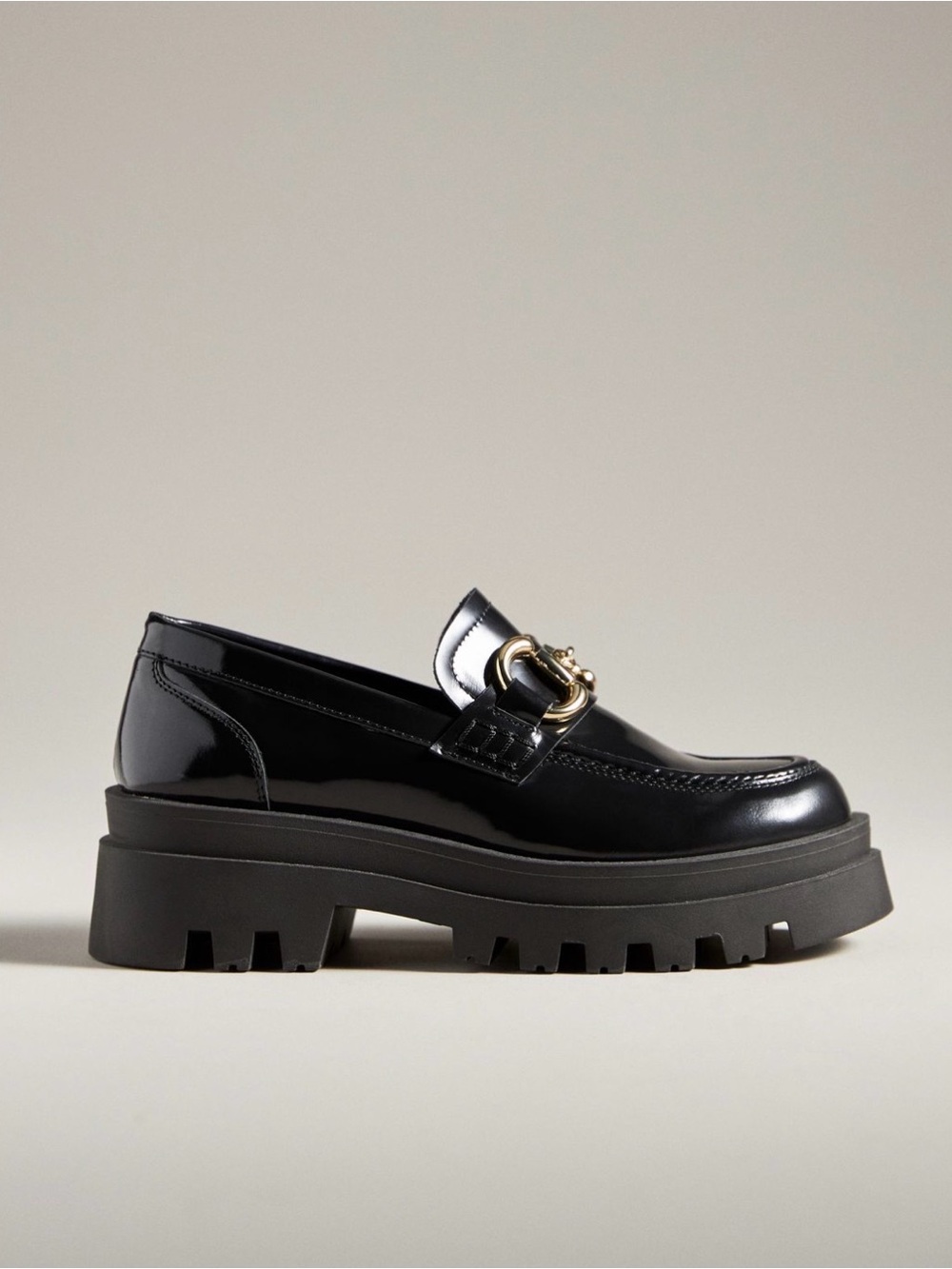 Anthropologie Black Patent Leather Loafer